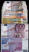 EURO 5 10 20 50 100 200 500 EUROS EUROS EU SPECIMEN UNC 100 SOUVENIR 