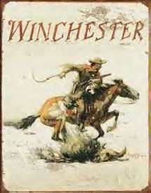 WINCHESTER Logo Gun Ammo Cowboy Horse Tin Sign Vintage  