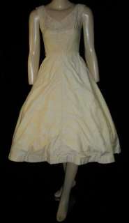 1950s Vintage MR. MORT Beaded Ivory Floral Swing Dress  
