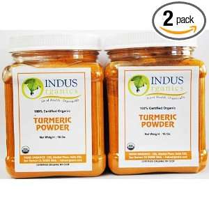 Indus Organic Turmeric (Curcumin) Powder Spice 1 Lb (X2 Jars) Freshly 
