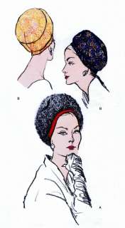Vintage 60s Millinary Darted Cloche HAT Fabric Pattern  