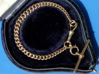 Antique VICTORIAN 9ct ROSE GOLD T BAR CURB Bracelet Solid 17Grm  