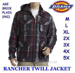 Mens DICKIES PLAID Rancher Twill Jackets New PGI M 5X  