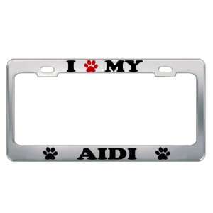  I LOVE MY AIDI Dog Pet Auto License Plate Frame Tag Holder 