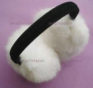 NEW White Soft Warm REAL Rabbit Fur Earmuffs Ear Muffs  