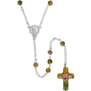 Citrine Color 30 inch Cloisonne Rosary Necklace w/ 5 mm Beads