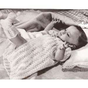 Vintage Knitting PATTERN to make   Knitted Mom Baby Bed Jacket Gown 
