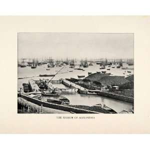   Boat Pearl Mediterranean Wharf Dock   Original Halftone Print Home