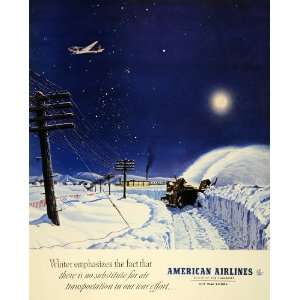  1943 Ad American Airlines Inc Airplane Snow Blower Night 