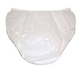 Bikini Cut Plastic Pants Adult Sizes White Only