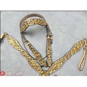  Western Leather Tack Leopard Hair On Bridle Headstall 
