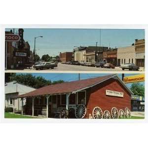   WAHOO Nebraska Postcard Linden St and Trading Post 