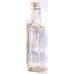  8.5 oz Square Glass Bottle W/ Cork 