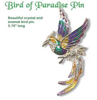 Bird of Paradise Crystal Enamel Pin 708  