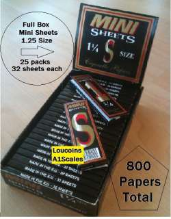   25 Packs of the Mini Sheets Brand 1 1/4 Size Cigarette Rolling Papers