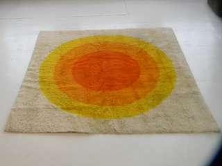 mid century 60s 70s eames panton era orange pop art rug  