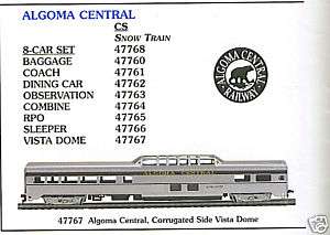 HO TRAINS ALGOMA CENTRAL 8 PASSENGER CARS SET #768  