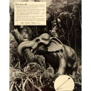 1940 Ad Cuneo Press Elephant Trunk Tree Match Mahout   Original Print 