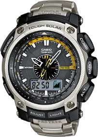 Casio Pro Trek PRW 5000T 7ER SOLAR Triple Sensor Titanium Watch  