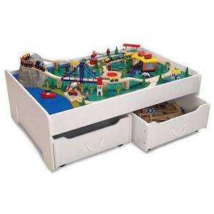 KidKraft Train Table in White Color + 2 Trundle Drawers  