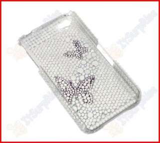 New Bling AB White Purple Butterfly Hard Case Cover for Apple iPhone 4 
