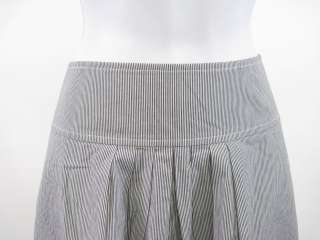BANANA REPUBLIC Gray White Stripe Pleated Skirt Sz 12  