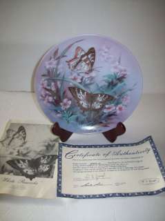 Lena Liu Butterfly Collector Plate White Peacocks 1989  