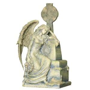  Gothic Weeping Angel Sitting and Leaning on a Grave 