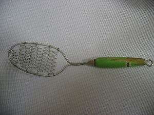 VINTAGE WIRE WHISK WITH WOODEN HANDLE  