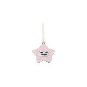  Danforth Pewter Babys First Christmas Ornament Pink Star 
