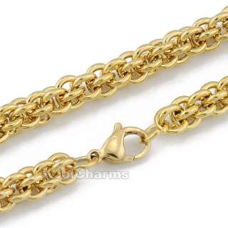6MM MENS Similar Popcorn Style 24K Gold Plated Stainless Steel 
