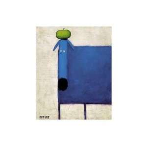  Blue Dog With Apple Poster Print