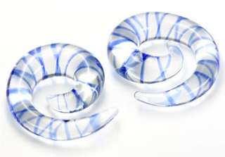 8g   1/2 Pyrex Glass DK.BLUE Ribbon Spiral Price Per 1  