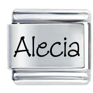  Name Alecia Gift Laser Italian Charm Pugster Jewelry