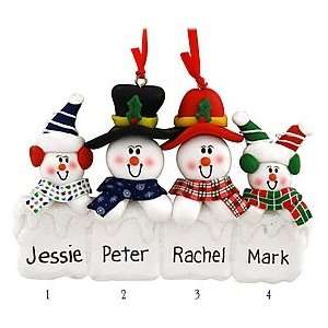  Personalized Snowman Family Of 4 Ornament