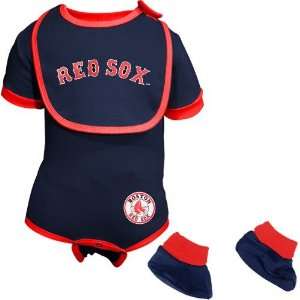  Boston Red Sox Navy Blue Infant and Newborn Bib & Booties 
