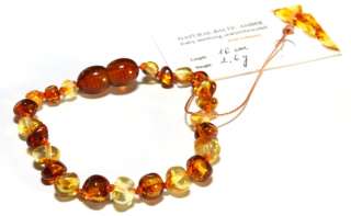 Genuine baltic amber baby teething anklet bracelet. 15 17 cm / 5.90 6 