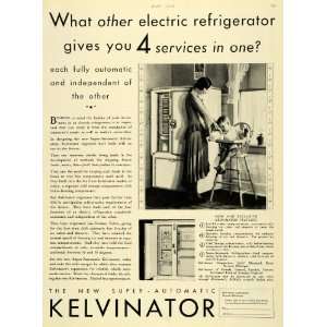  1930 Ad Kitchen Kelvinator Freezer Appliance Mother Infant 