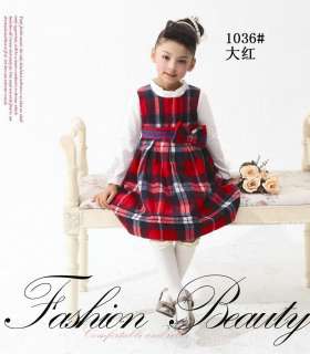 Red Girl Spring and summer Holiday Party Cute Dress Wears Children 