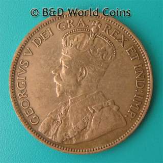 CANADA 1917 ONE 1 LARGE CENT GEORGE V 25mm Bronze KM#21  