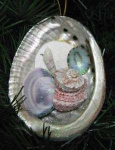 Handcrafted Colorful Abalone Paua Shell Collage Glitter Ornament 4 