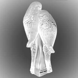  LALIQUE Crystal Two Parakeets Figurine