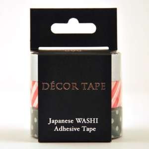 Decor Washi Tape 3 Piece Set Solid Silver, Striped Red, Green With 
