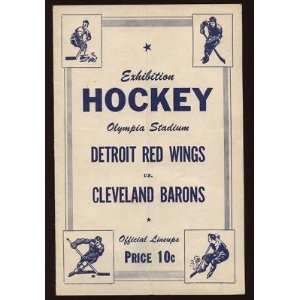 1953 Ex Hockey Program Cleve Barons @ Detroit Red Wings   Sports 