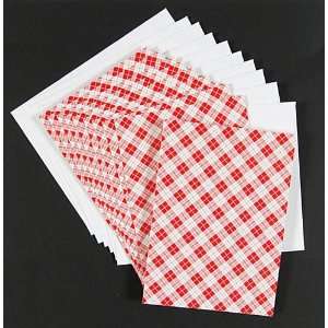   Press   10 Red/White Plaid Cards with Envelopes Arts, Crafts & Sewing