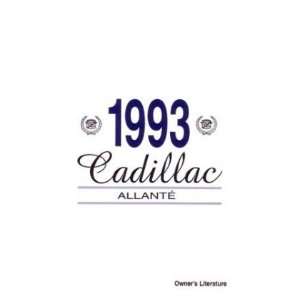  1993 CADILLAC ALLANTE Owners Manual User Guide Automotive