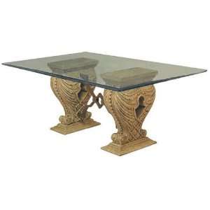   Tuscan Beige Dining Table w/ Rectangular Glass Top Furniture & Decor
