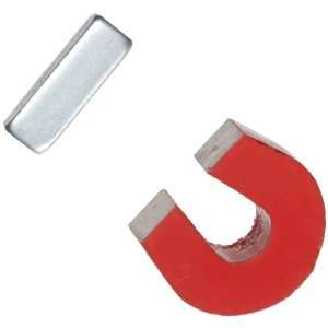 Red Cast Alnico 5 Horseshoe Magnet With Keeper, 1.133 Wide, 1 High 