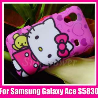 Samsung Galaxy Ace S5830 Rubble feel hard back Case cover Hello kitty 
