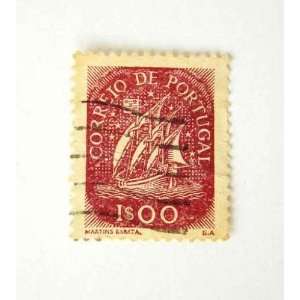  Postage Stamp with Ship on White Background   Peel and Stick Wall 